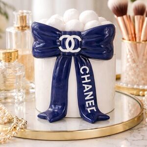 Chanel Navy and White Bow Container